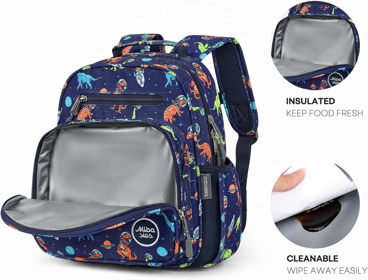 mibasies Toddler Backpack for Boys 2-4: Preschool Kindergarten Backpack - Cute Kids Backpacks for Boys - Dinosaur Blue thumbnail