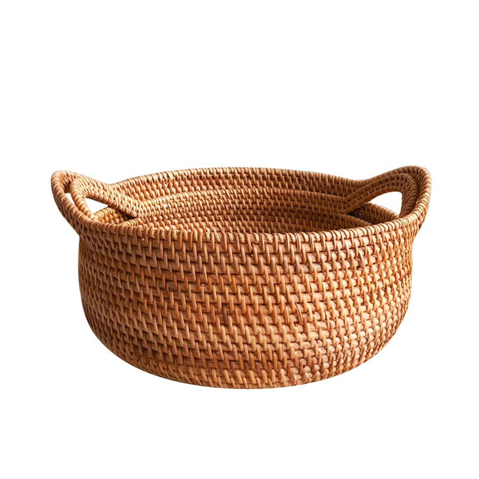 Cesti Regalo Fatti a Mano Intrecciati, Cesto Cestini in Rattan for riporre Cestini for Frutta for Il bancone della Cucina Cestini for servire Il Cibo Cesto in bambù(Large)
