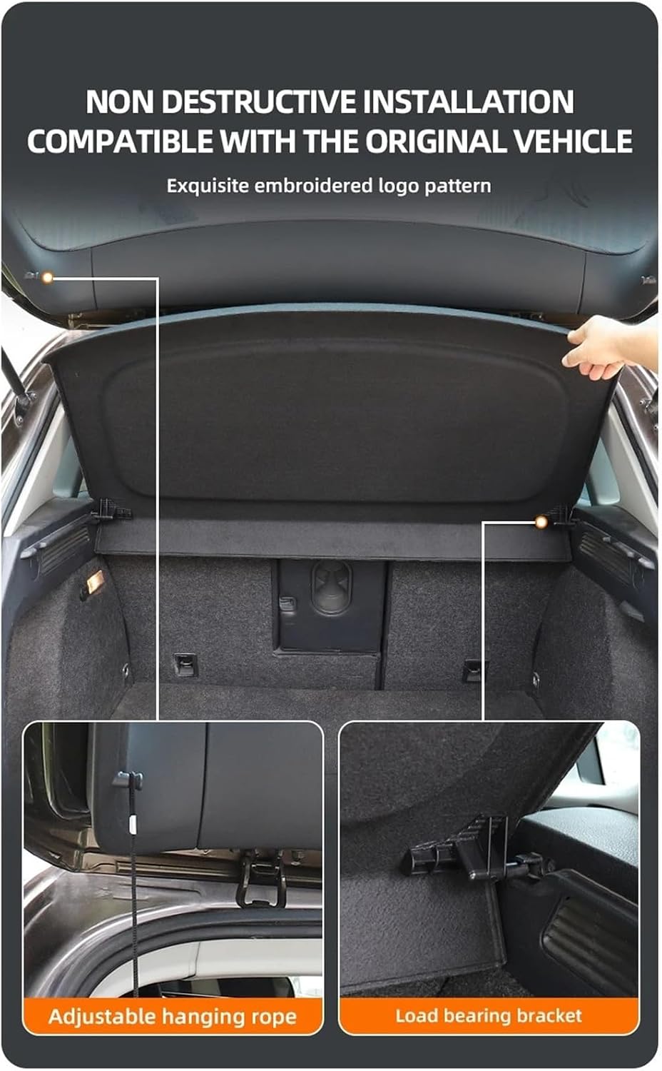 For Chery Tiggo 4 pro Not-retractable Trunk Cargo Cover Parcel Rack Anti-Peeping Auto Interior Accessories