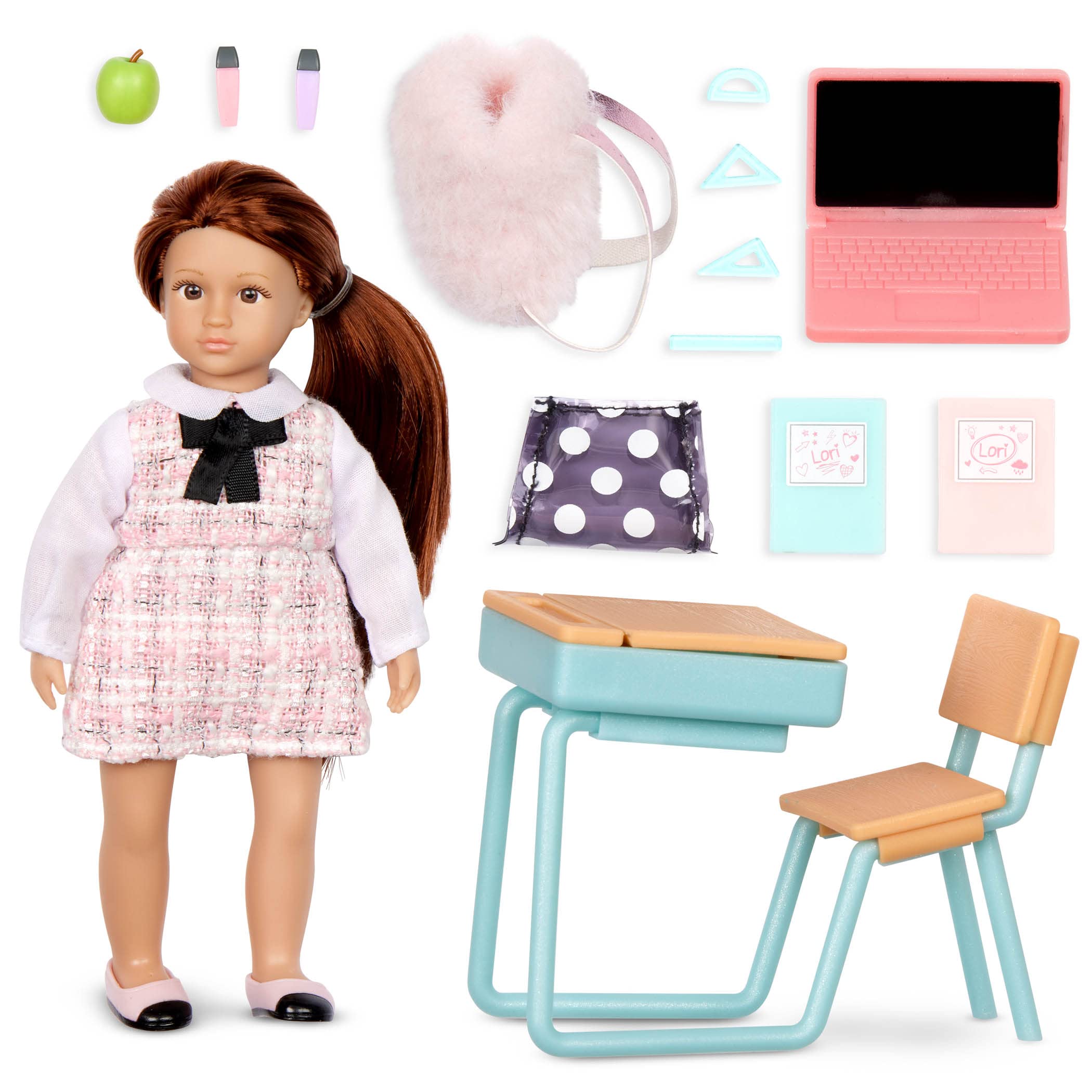 Lori Mini Doll And School Set Classroom Accessories Desk Chair