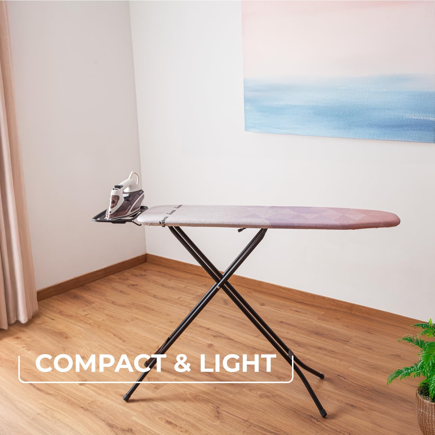 Vileda Diamond S Asse da Stiro | Come nuovo più a lungo | Con rivestimento in biossido di titanio | Compatto e leggero | Altezza regolabile fino a 90 cm | Piano stiro 114x33 cm