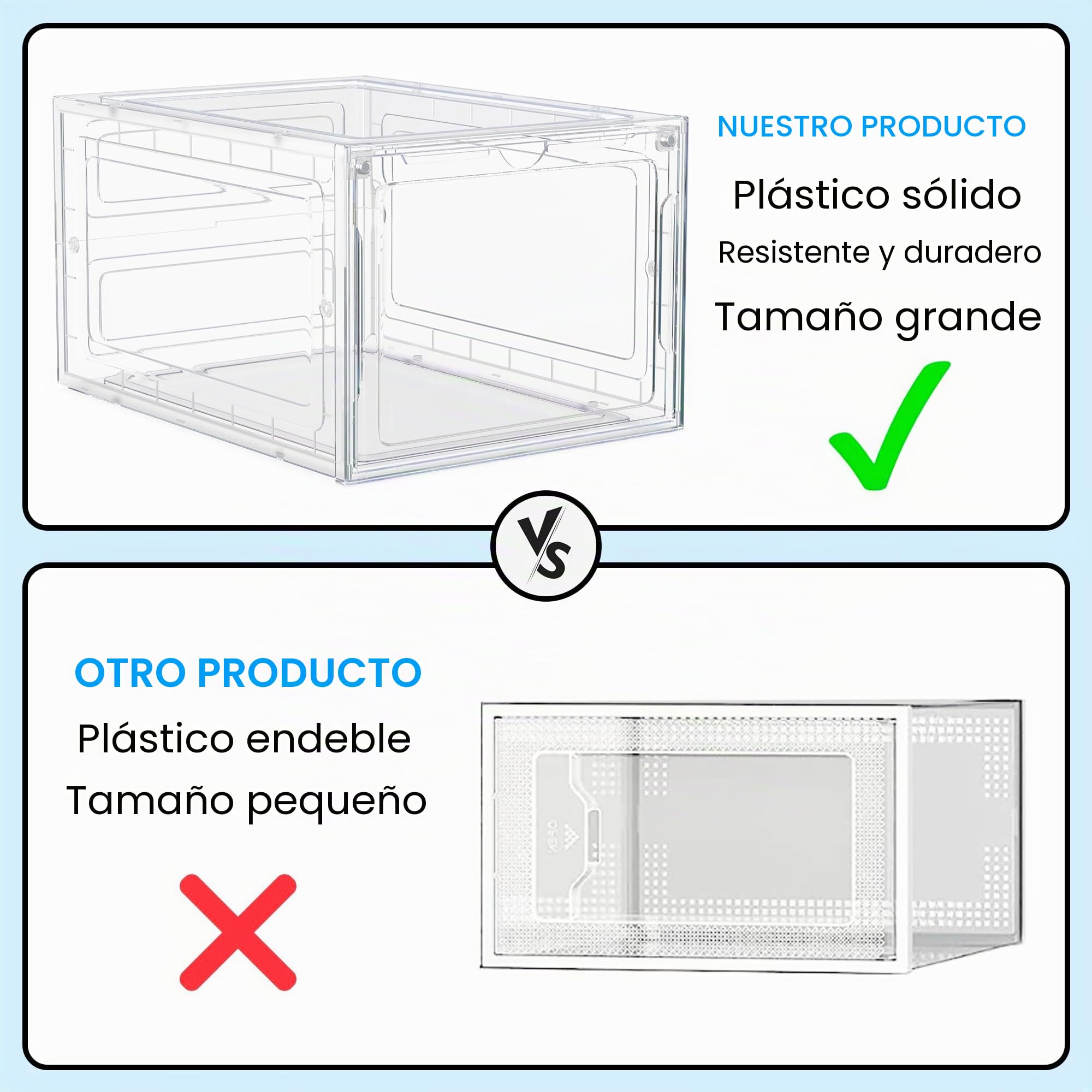 Paquete de 8 cajas de almacenamiento de zapatos, cajas apilables transparentes, cajas de almacenamiento de plástico para entrenadores, contenedores transparentes para exhibición de
