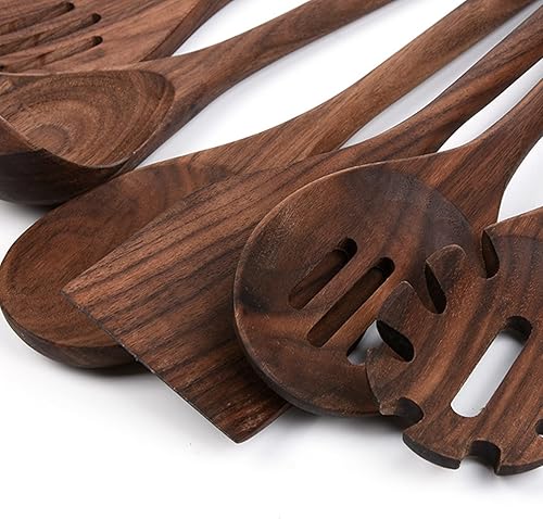 Miniatura 4 de Cucharas de sopa Utensilios De Cocina De Madera Para Cocinar, Cosas De Madera De Nuez Negra Natural Spátulas Para Utensilios De Cocina