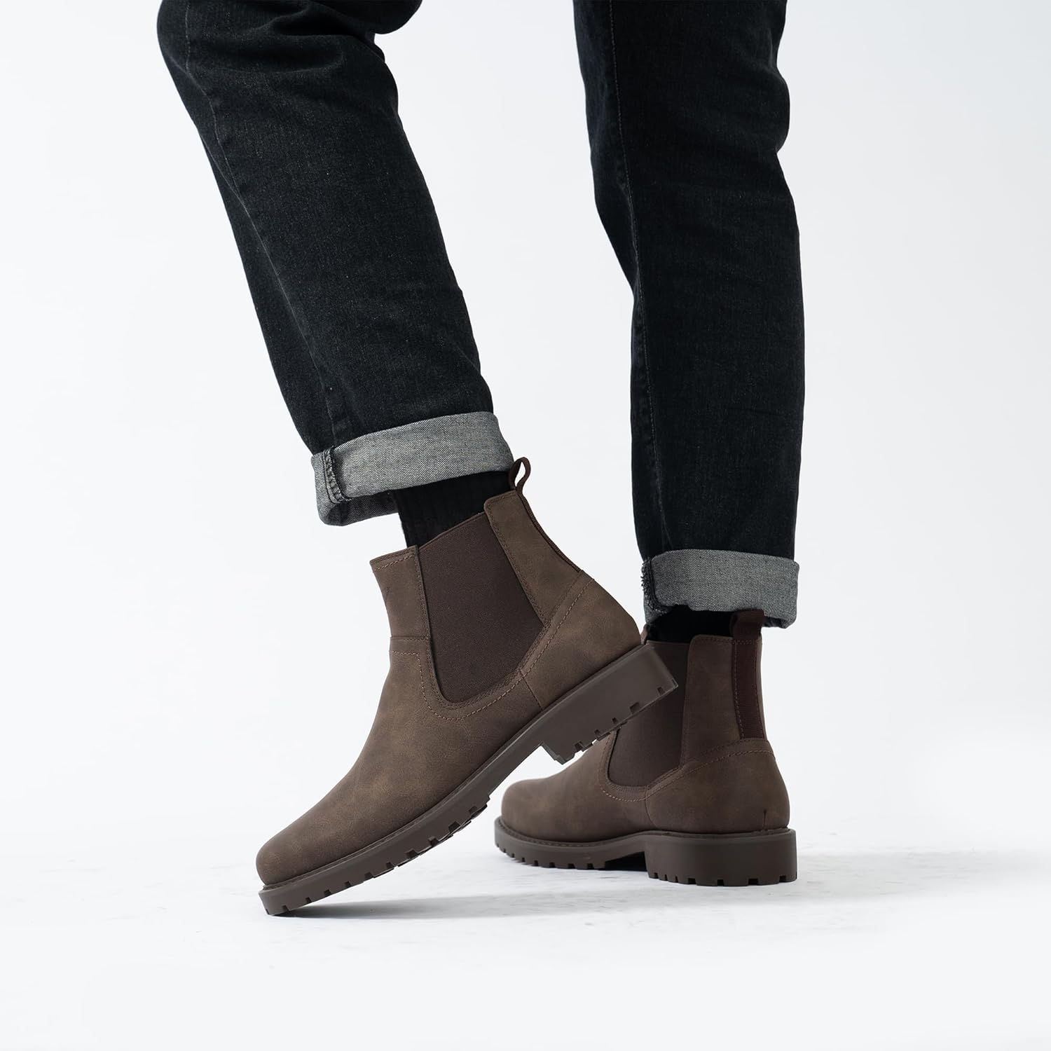 CGRRBW Men's Chelsea Boots Suede Leather Casual Cowboy Boots for Men - Image 8