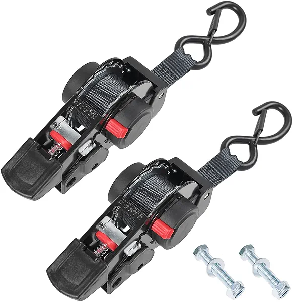 Ayaport Retractable Ratchet Straps 1 inch x 6ft Bolt-on Tie Down Straps to Trailer - 1410lbs Break Strength, Heavy Duty Trailer Strap for Cargo, Boat, Jet Ski, Motorcycles, ATV