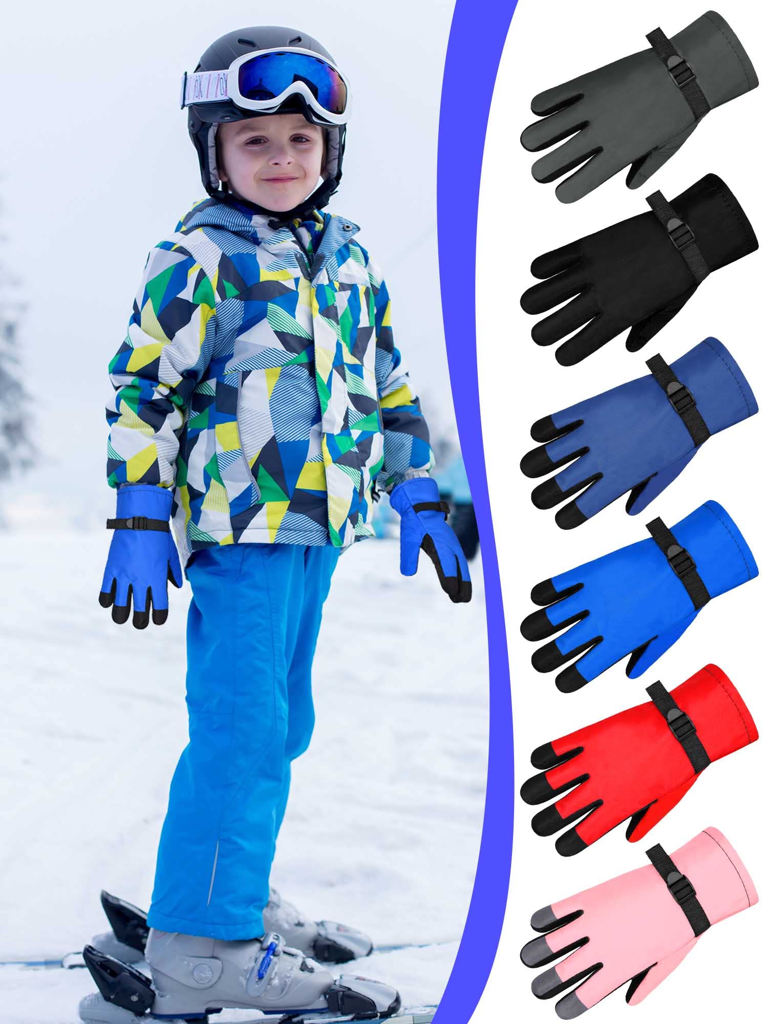 Boyiee 12 Pares Guantes Cálidos de Esquí de Nieve Guantes de Invierno para Niños Impermeables