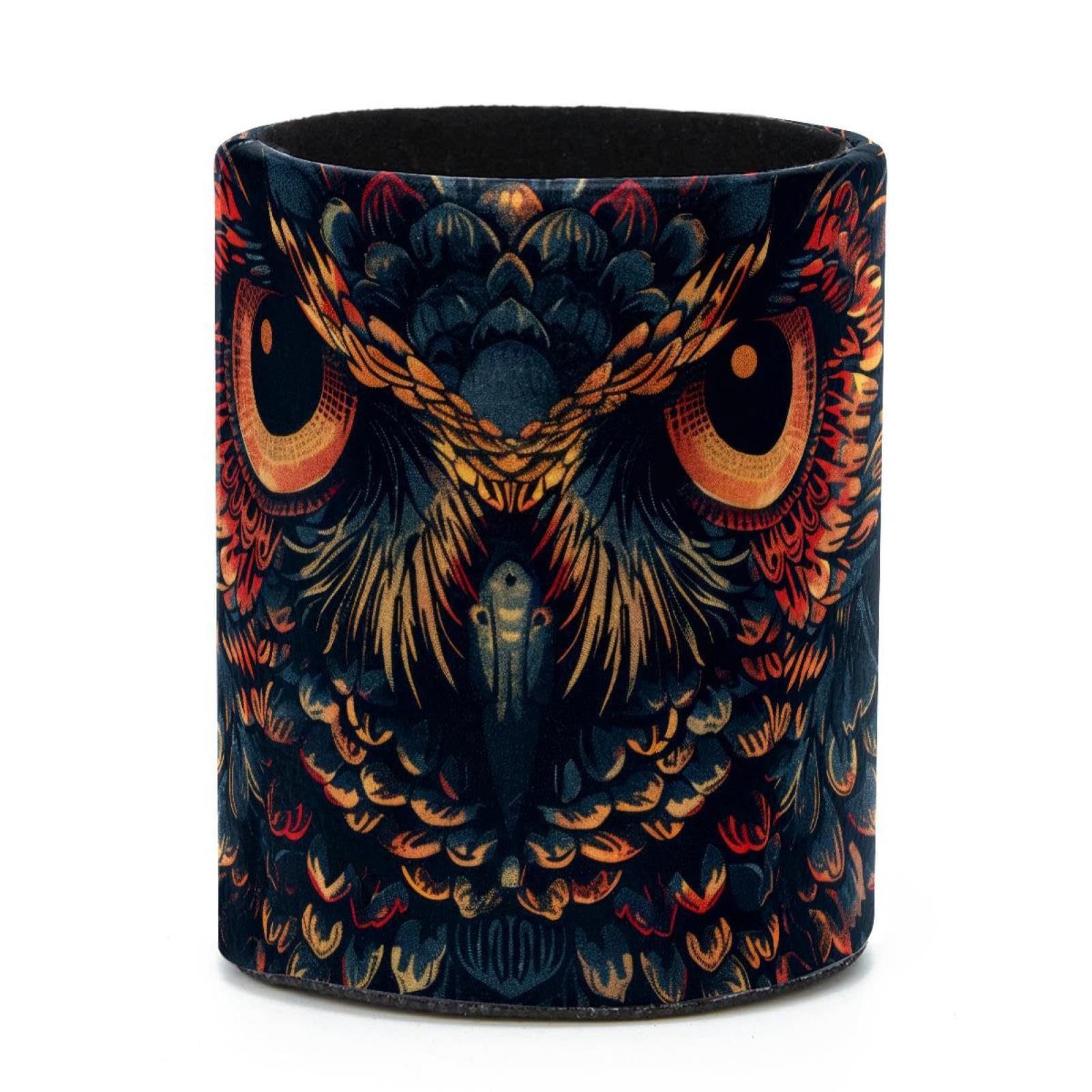 VAPOKF Round Pencil Holders for Desk, Aesthetic Owl Pen Holders Pen Pot Makeup Brushes Storage Desktop Stationery Supplies Organiser for Home Office