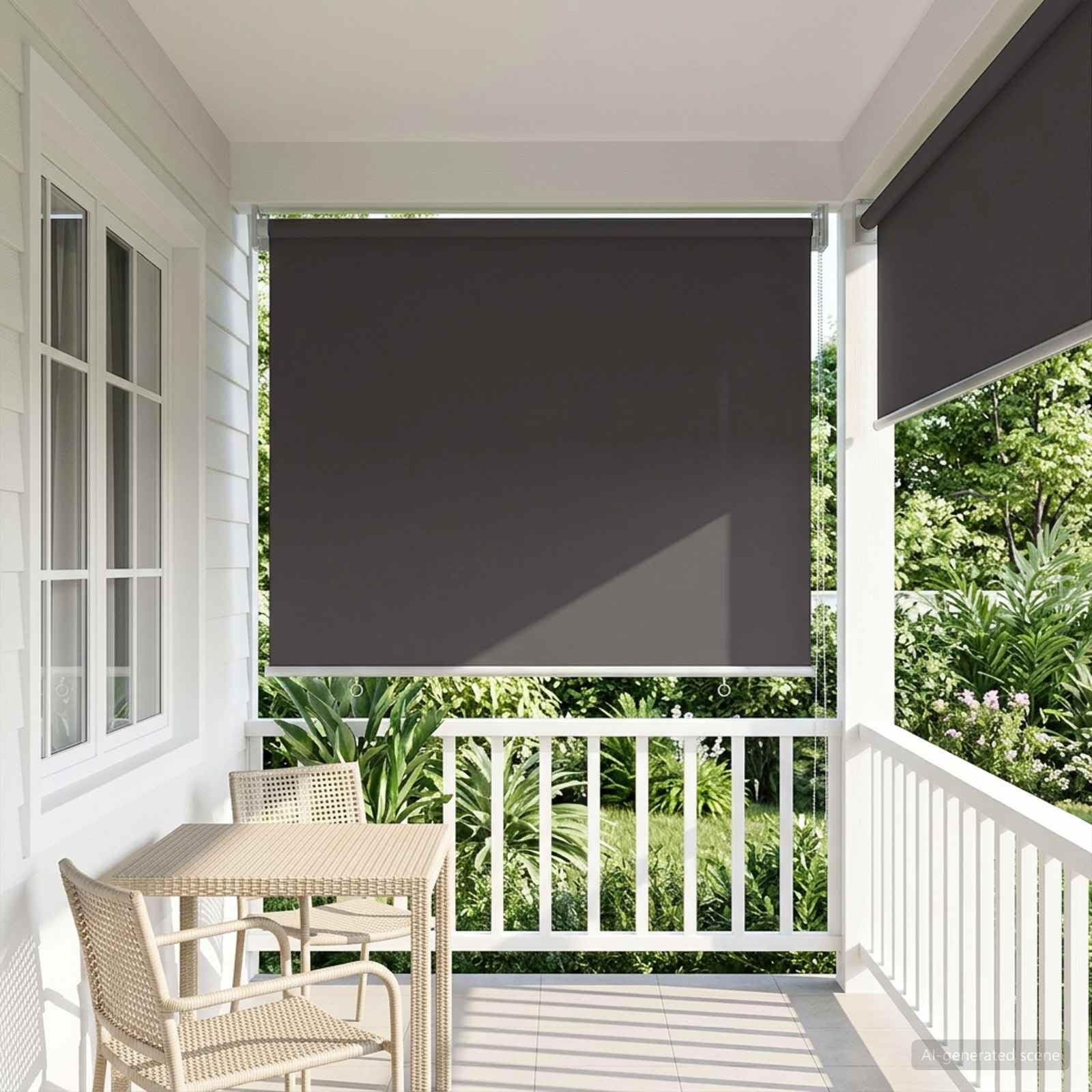 Tenda avvolgibile in poliestere, grigio antracite | Montaggio a parete o a soffitto, controllo termico, blocco visivo, catena sinistra o destra