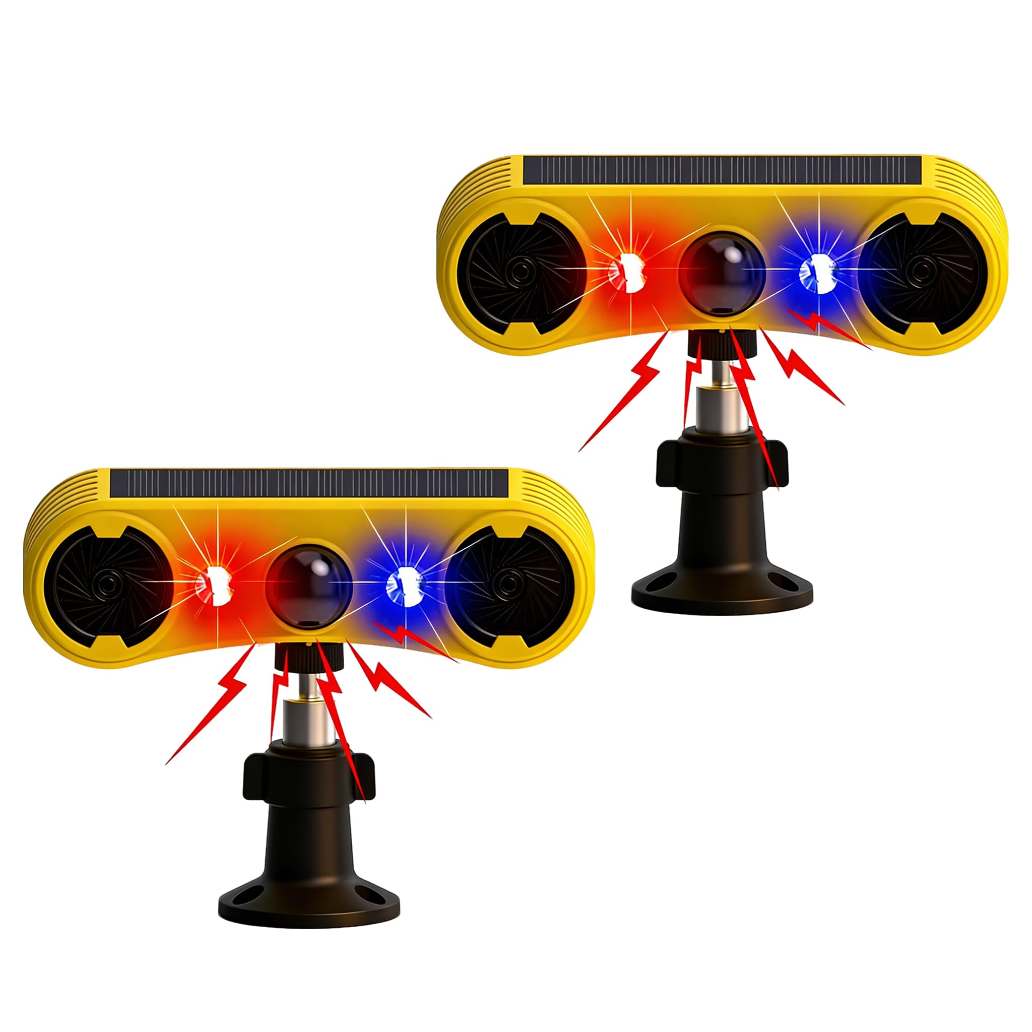 Alarma con Sensor de Movimiento Solar para Exteriores: Alarma con Detector de Movimiento, ladridos de Perros y Disparos, 2 x 129 dB, Compatible con grabación (911W Yellow 2PCS)