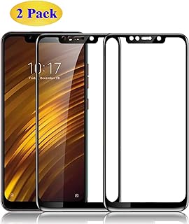 Eachy Cristal Templado Xiaomi Pocophone F1 Vidrio Templado, [2 Unidades] Protector de Pantalla Xiaomi Pocophone F1 6,18 Pulgadas Cobertura Completa Borde a Borde-Negro