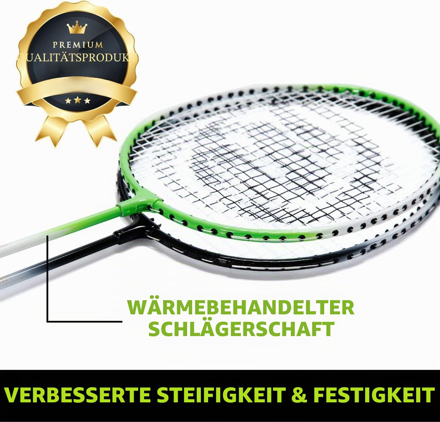 E-Jet Badminton-Netzschläger, Federbälle, Kombi-Set – tragbar und sofort aufgestellt (Hinterhof-Spaß, Strandpark-Picknick, Outdoor-Spiele)