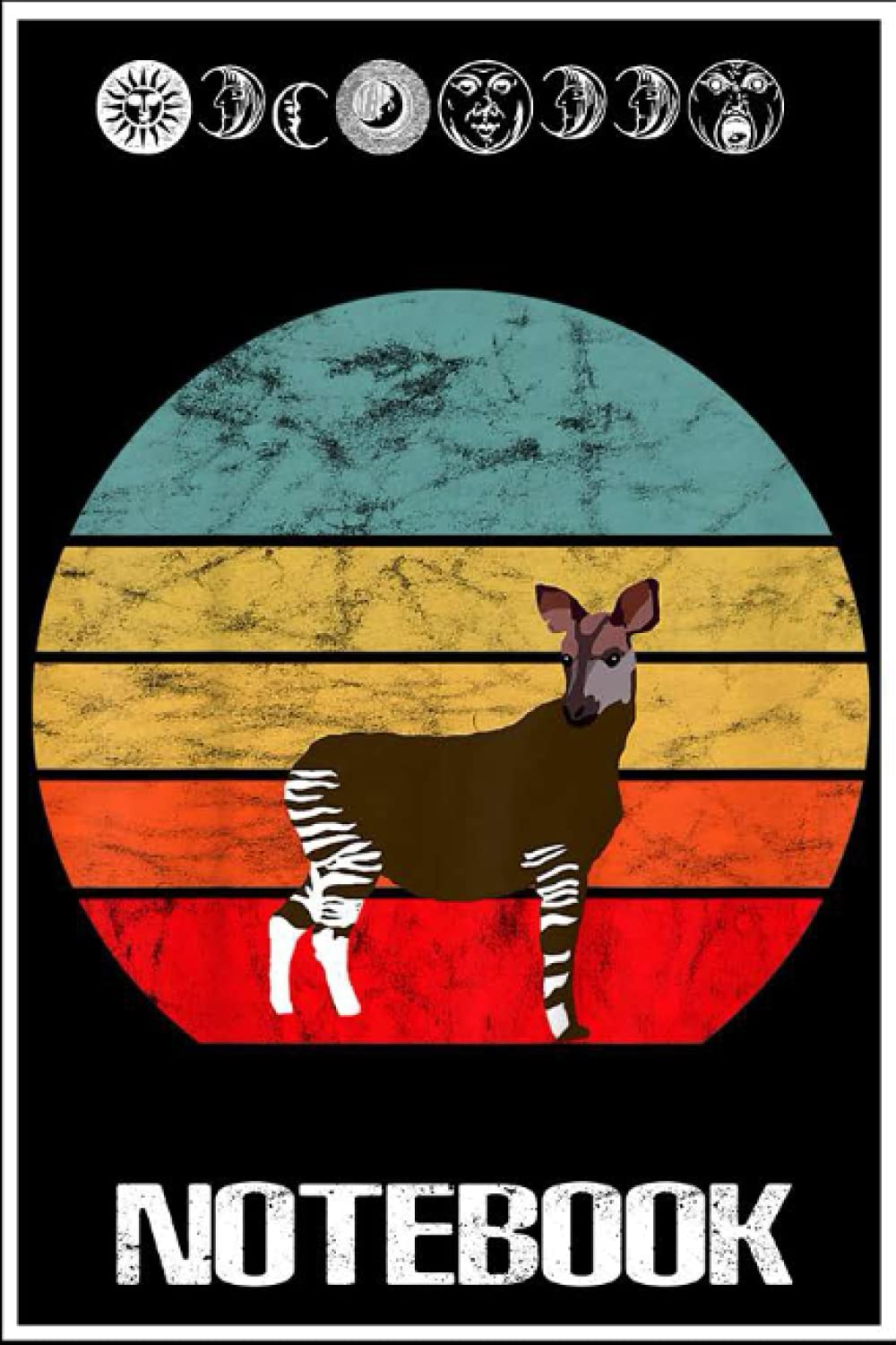 Independently publishedNotebook: Okapi Vintage Retro Sunset Forest Congolese Zebra Girafffe notebook 6x9 inch by Janet Vozt