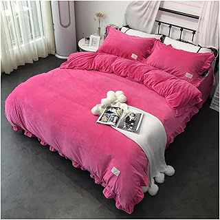 queen bed sets Thickened Warm Flannel Bedding Set Velvet Coral Fleece Winter Solid Color Duvet Cover Warm Bed Sheet Double Sided Velvet Bed Linen bed sheets double bed set ( Color : N , Size : 2m King