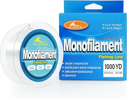 Miniatura 35 de BLUEWING Sedal de pesca monofilamento 6,8,10,12,15,20,25,30,40,50,60,80,100,130,250,300,400 libras, 50,100,500,1000,3000 yardas, hilo de pescar mono