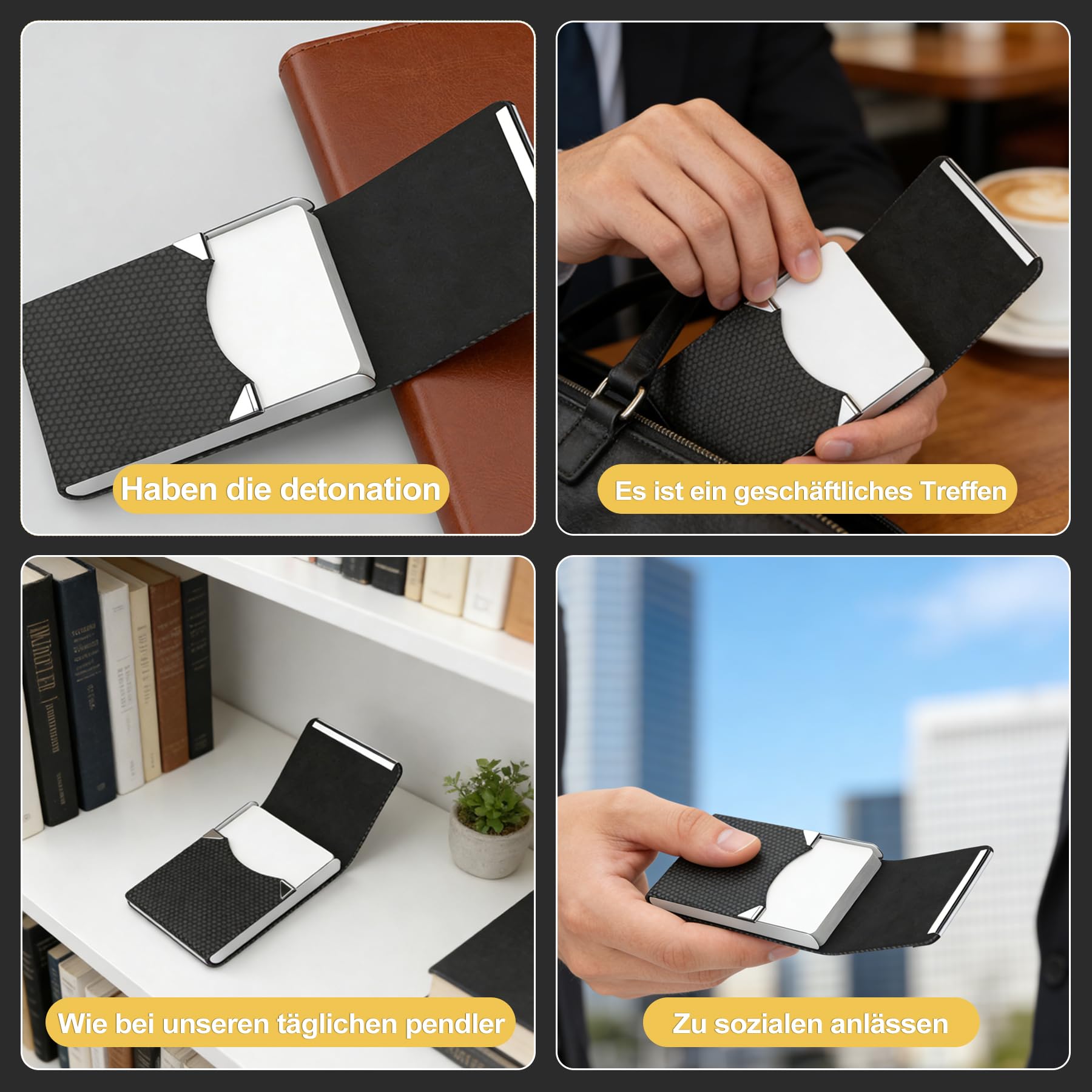 Visitenkartenetui aus Edelstahl mit Magnetverschluss Business Card Holder Kreditkartenetui Schlanke Visitenkarten Hülle Professionelle Visitenkartenbox für Damen und Herren