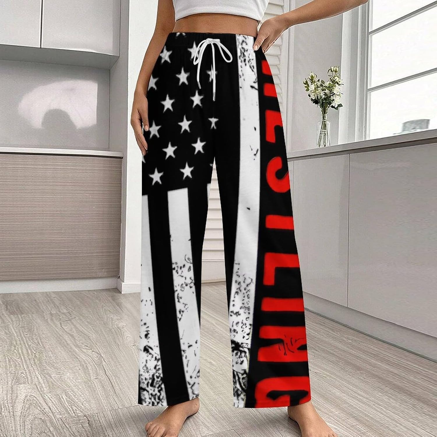 Wrestling And Flag Women’s Pajama Pants Comfy Lounge Pj Bottoms Sleepwear with Pockets And Drawstring