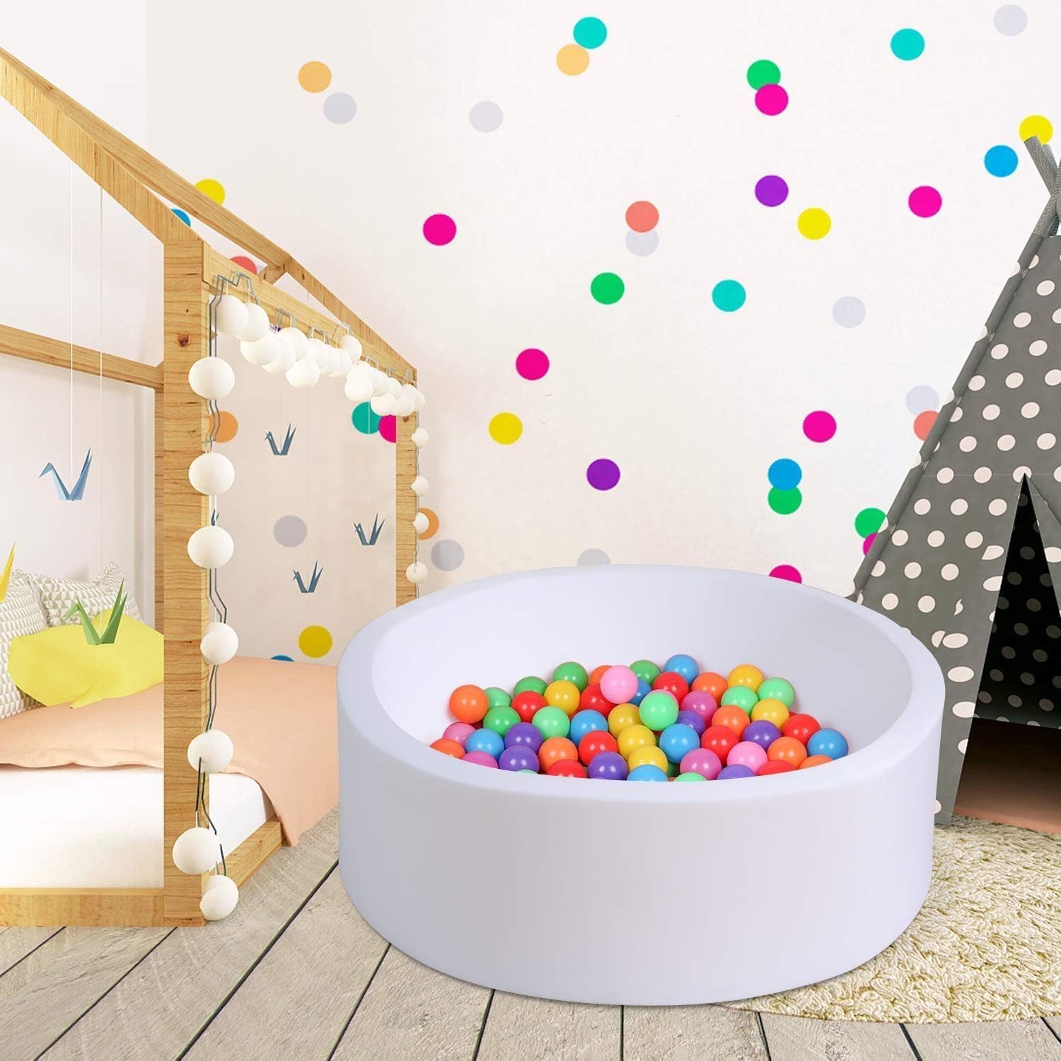 Foam Ball Pit for Toddlers Kids Soft Ball Pool Ideal Gift Play Toy for Children Kiddie Pools - White