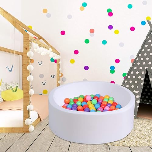 Miniatura 8 de ENMOGO Piscina de bolas de espuma para niños pequeños, piscina de bolas suaves, regalo ideal para niños, piscinas infantiles, color blanco