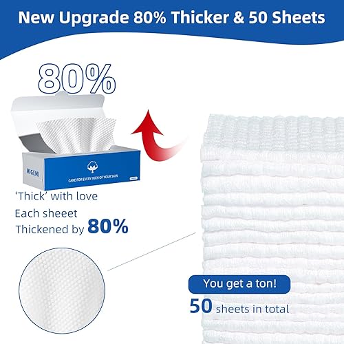 Miniatura 2 de Toallas faciales desechables, paño de lavado facial biodegradable, toallitas secas 100% algodón para piel sensible, viajes, removedor de maquillaje,