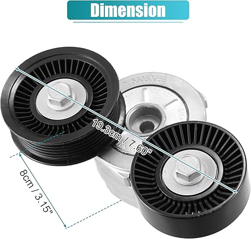 Miniatura 7 de X AUTOHAUX Conjunto de polea tensora automática de correa con 2.992 in de diámetro Polea para Dodge Dakota Durang para Ram 1500 para Jeep para
