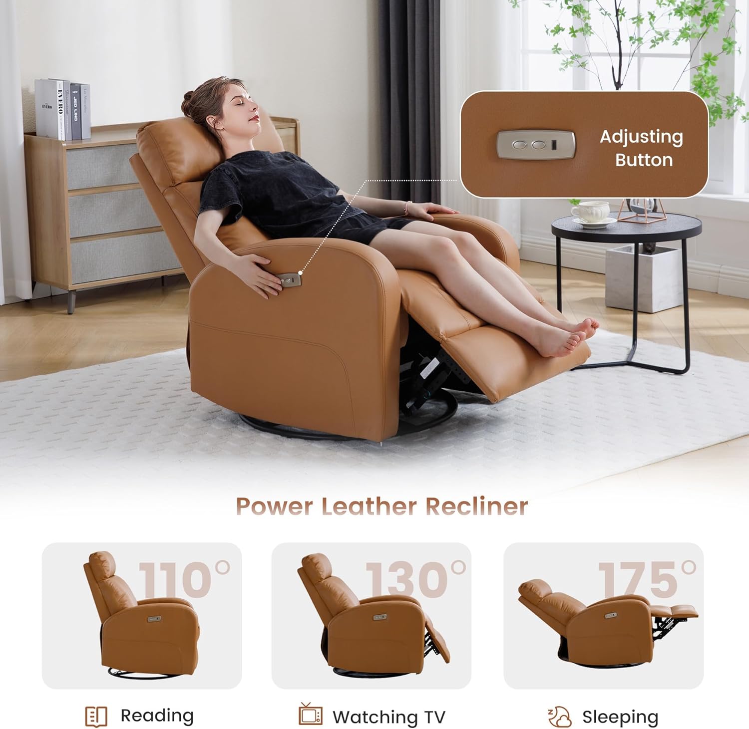 Power Recliner, Faux Leather Swivel Rocker Recliner Cote dIvoire