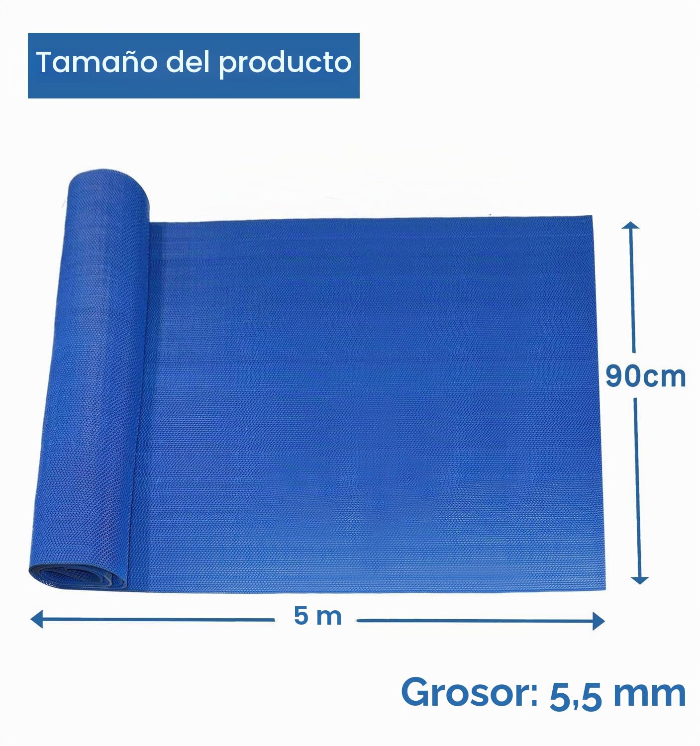 Alfombrilla de drenaje de PVC de 90 x 500 cm de grosor de 5,5 mm, alfombrilla antideslizante, alfombrilla de drenaje de malla de PVC, antideslizante, alfombra de goma para sauna, alfombra