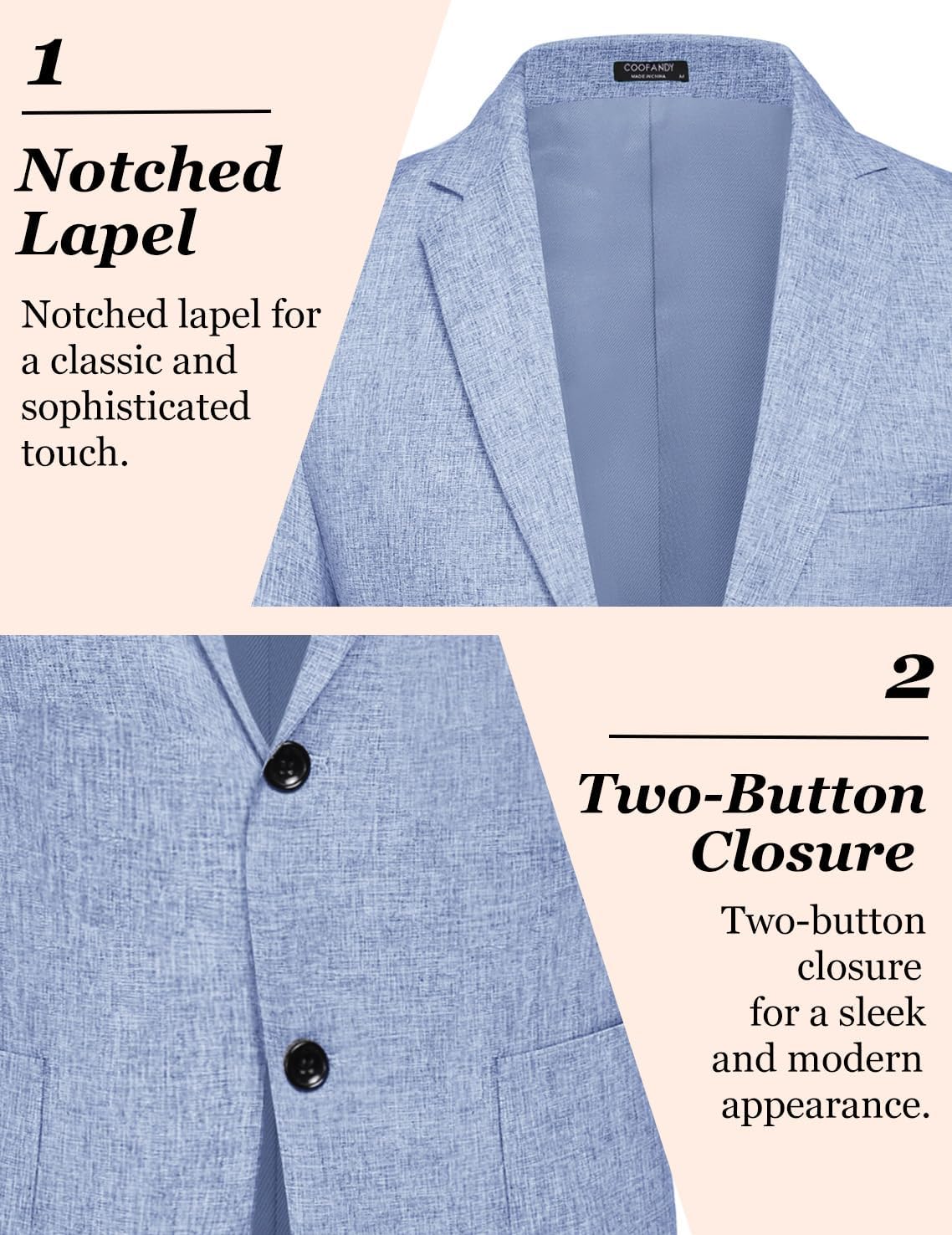 COOFANDY Mens Casual Blazer Slim Fit Sport Coat Lightweight Two Button Suit Jackets - Image 5