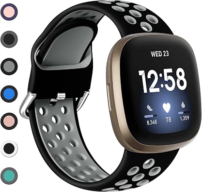Dirrelo Strap Compatible with Fitbit Versa 3 Strap/Fitbit Sense Strap/Fitbit Versa 4 Strap/Fitbit Sense 2 Strap, Soft Silicone Sport Breathable Replacement for Versa 3/Versa 4/Sense 2