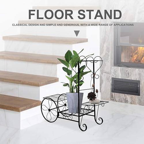 Miniatura 2 de BOHHO Estante de metal para plantas de decoración al aire libre, soporte de exhibición de flores de 3 niveles, estante organizador para jardín,