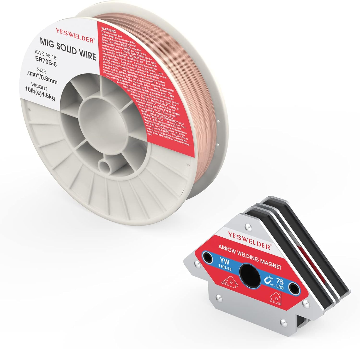 ER70S-6 .030'' 10LB MIG Wire & 2 * 75LB Welding Magnets Welding Accessories