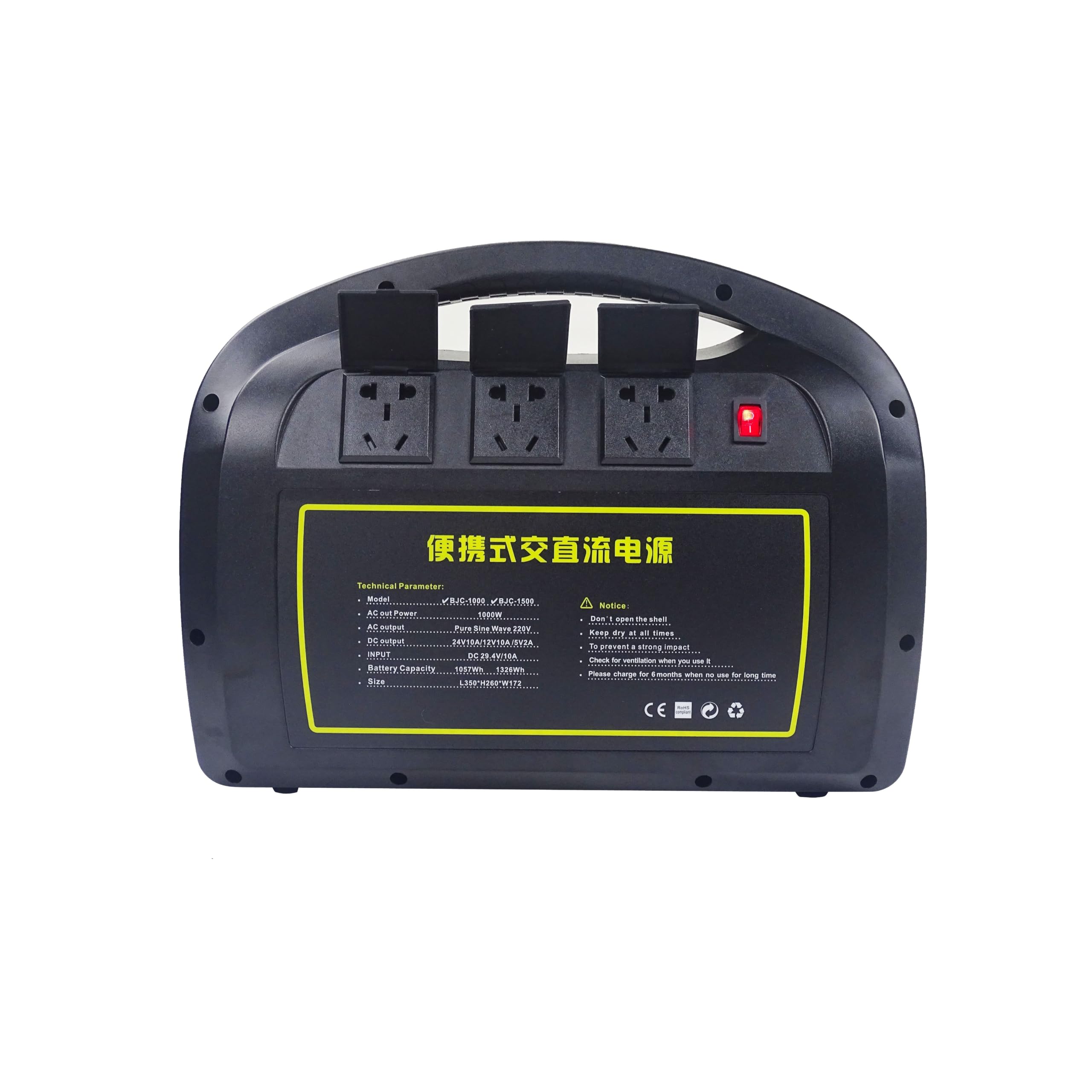 Przenośna Stacja Zasilająca 1000W 1056Wh, Power Station 220V Pure Sine Wave, Generator Energii z Akumulatorem Litowym, 3x AC Wyjście USB i Car Port, Zasilanie Awaryjne Outdoor Camping RV