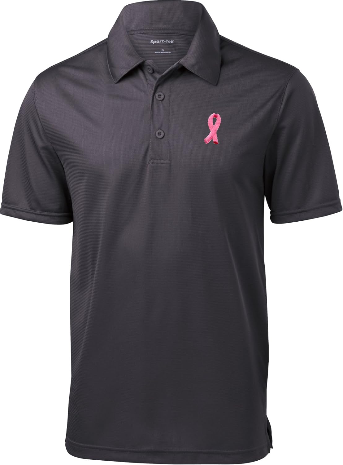 Buy Cool Shirts Breast Cancer Embroidered Pink Ribbon Pocket Print Textured Polo