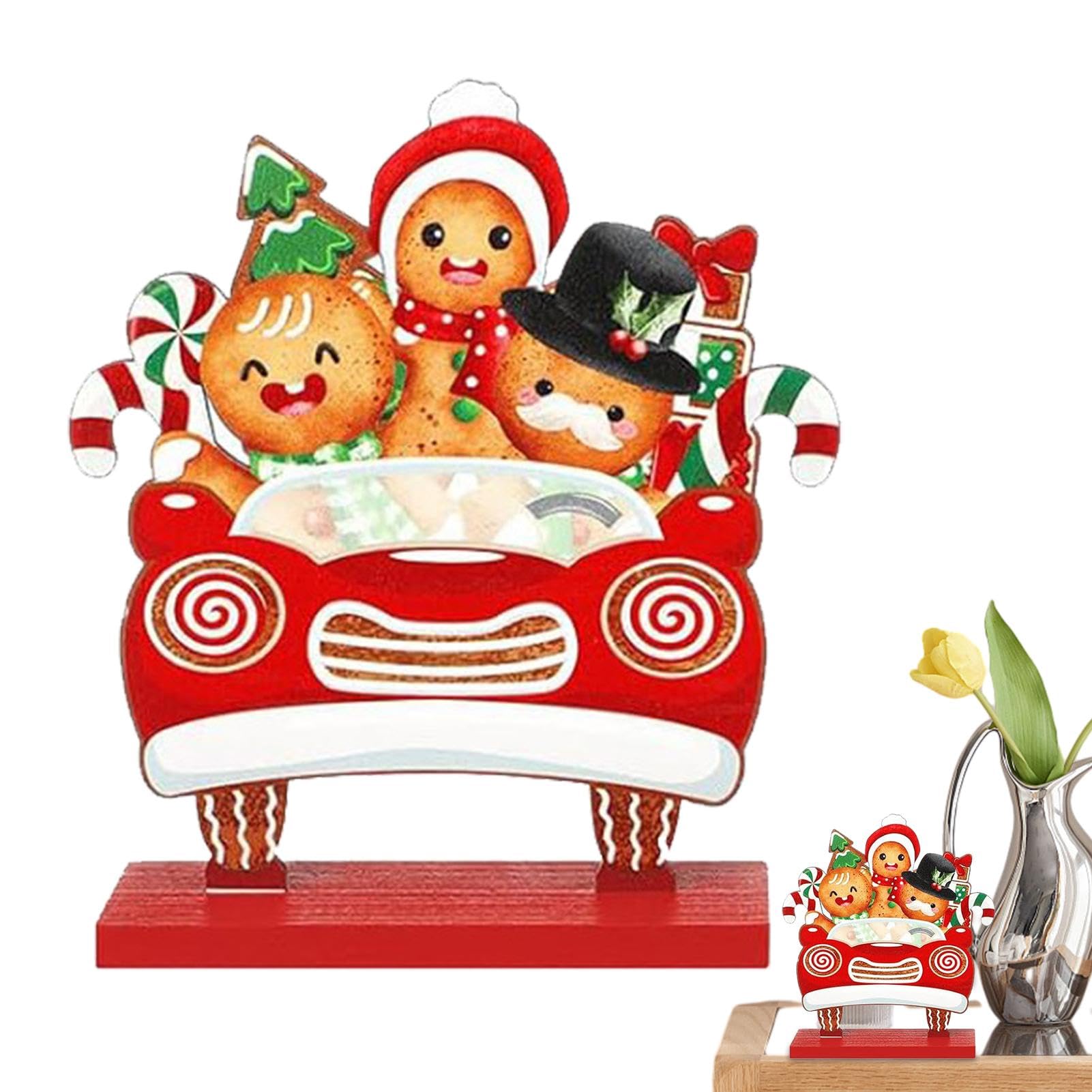 Decorazioni natalizie per la tavola in legno, centrotavola con insegna natalizia | Decorazione natalizia da scrivania con parole - Vassoio a più livelli Decorazione natalizia per cucina, vacanze, libr