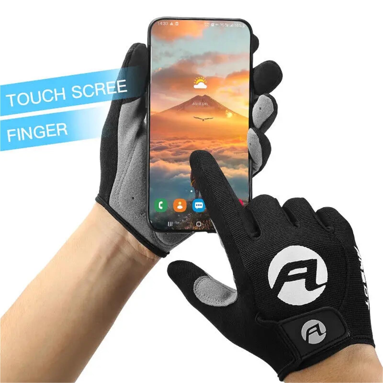 Vollfinger-Fahrradhandschuhe, Touchscreen-kompatibel, gepolstert, rutschfest, MTB, BMX, Fahrradhandschuhe für Damen und Herren