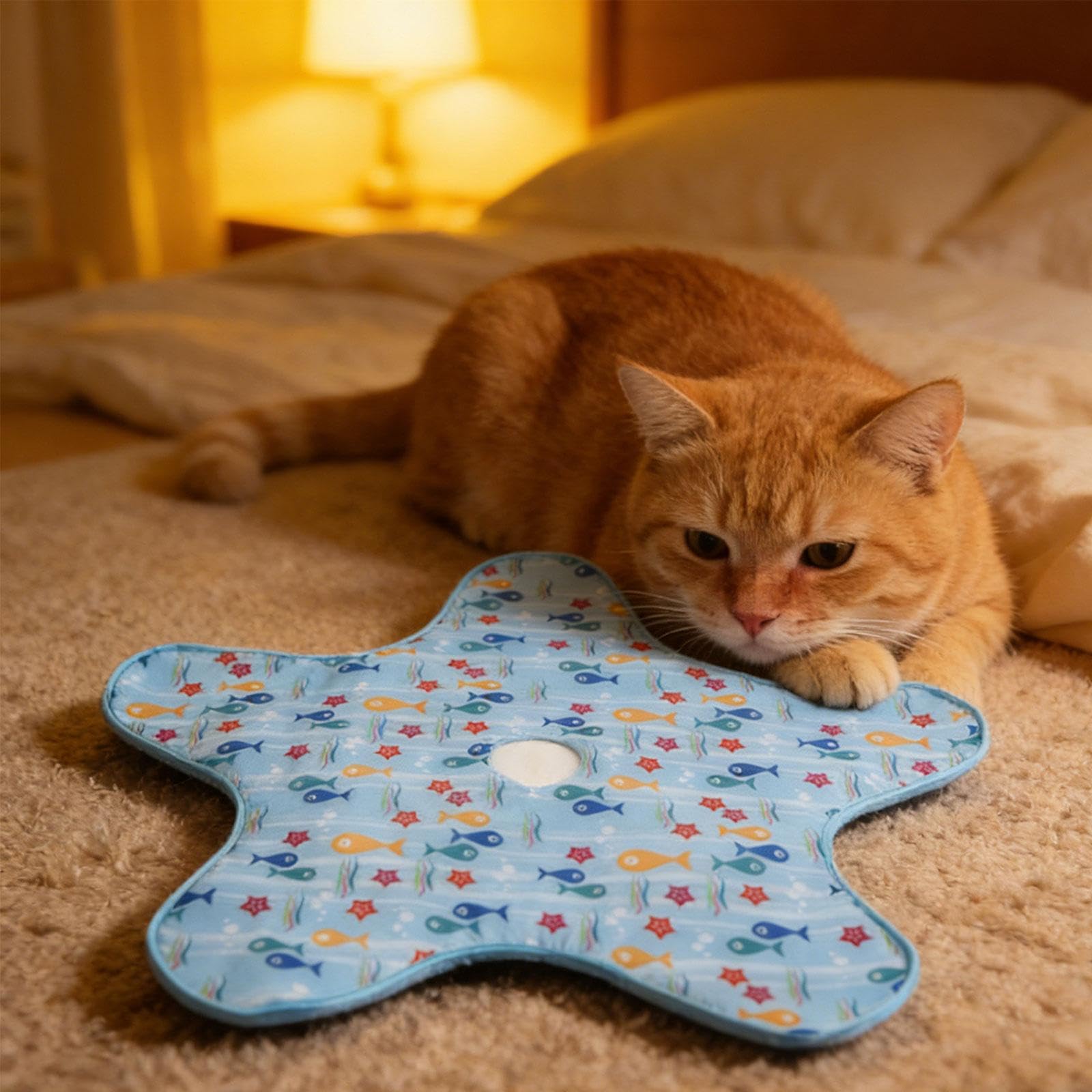 Jouet Interactif pour avec des Plumes Cachées et Mobiles pour Les Chatons Adultes Qui S'ennuient, Poisson