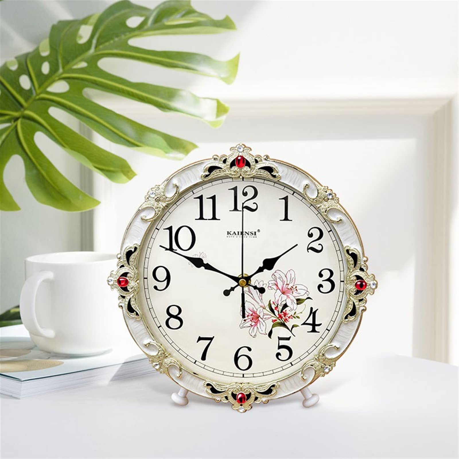 Décorative Horloge de Style européen Salon Chambre rétro décoration créative Horloge Grande Horloge Simple et silencieuse pour Bureau Chambre Table