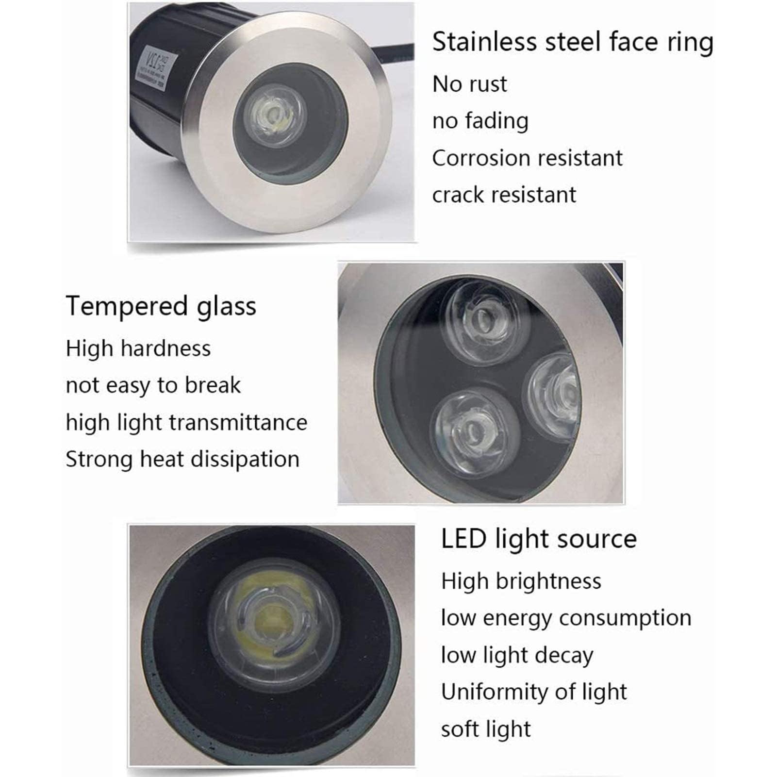 Tauchfähiges LED-Licht - Einbaustrahler für den Außenbereich, Mini-12-V-Unterwasser-LED-Strahler, IP68 wasserdichter Niederspannungs-LED-Einbaustrahler, für Garten, Terrasse, Treppe, Poolbeleuchtung
