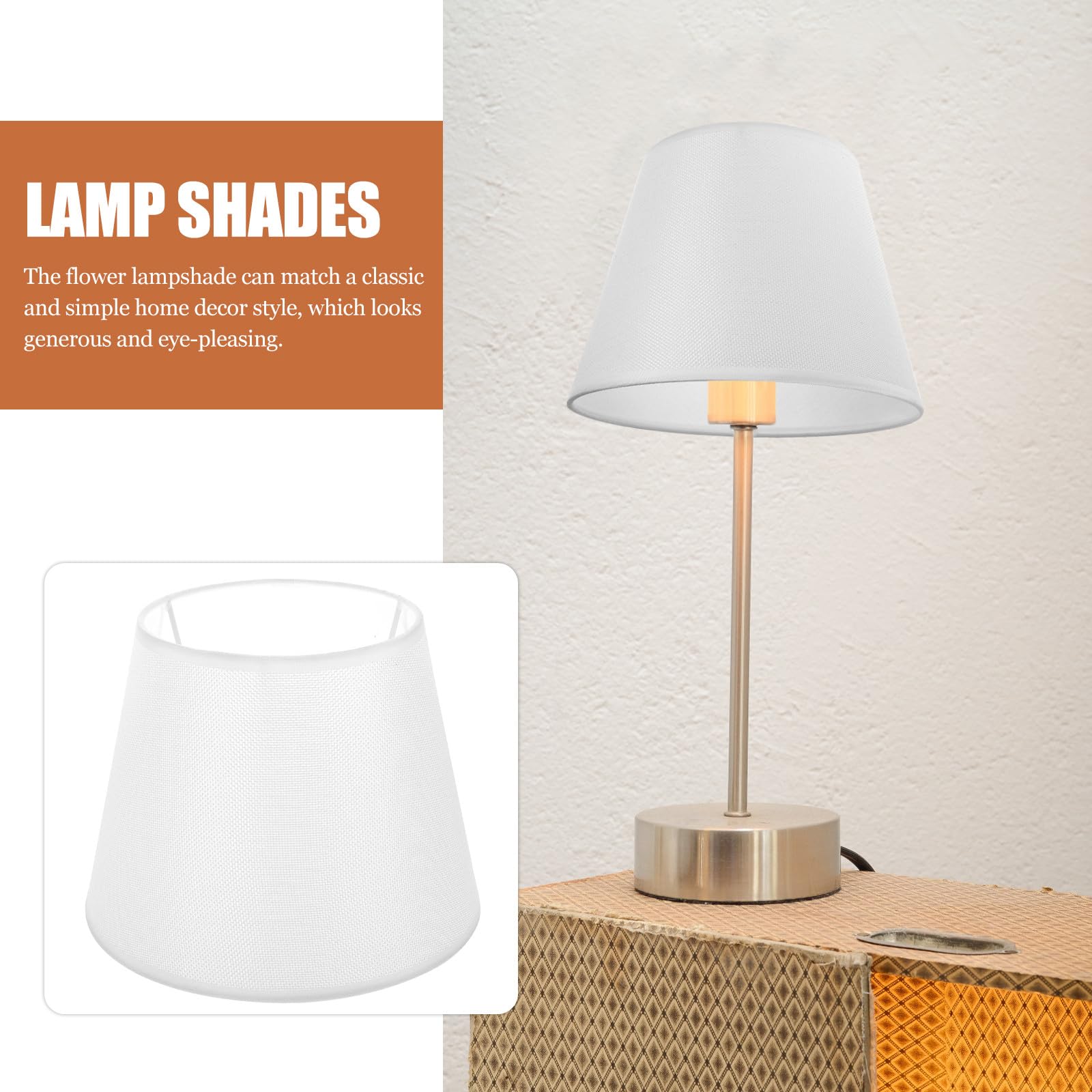 Stofflampenschirm 24cm E27 Lampenschirm Ersatz Lampenzubehör Tischlampe Ivory Weiß für Warme Beleuchtung Zuhause Hotel