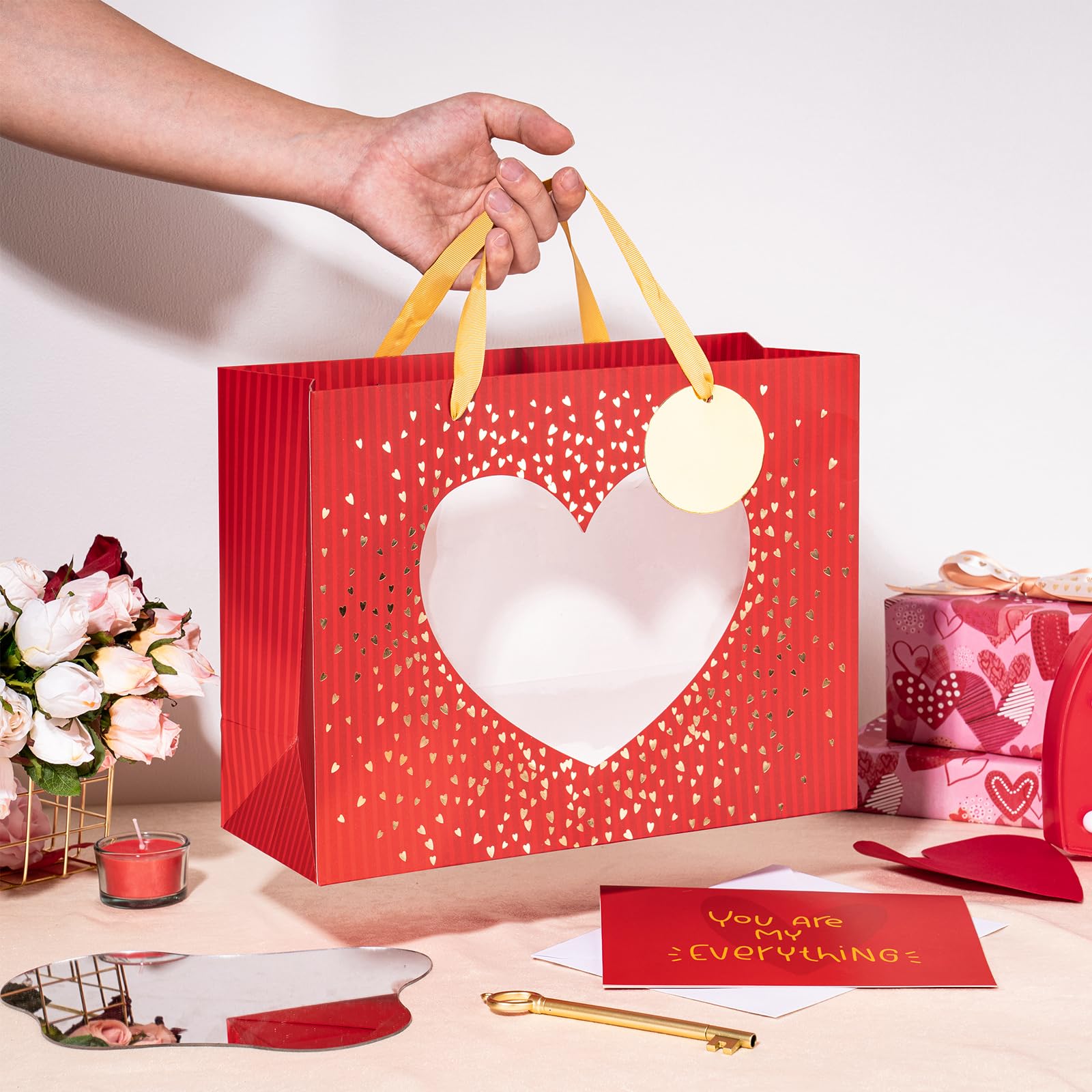 Loveinside Sacchetto Regalo Nozze Con Fede Nuziale – 25,4x12,7x33 Cm – Set Con Carta Veline, Etichetta E Biglietto Di Auguri