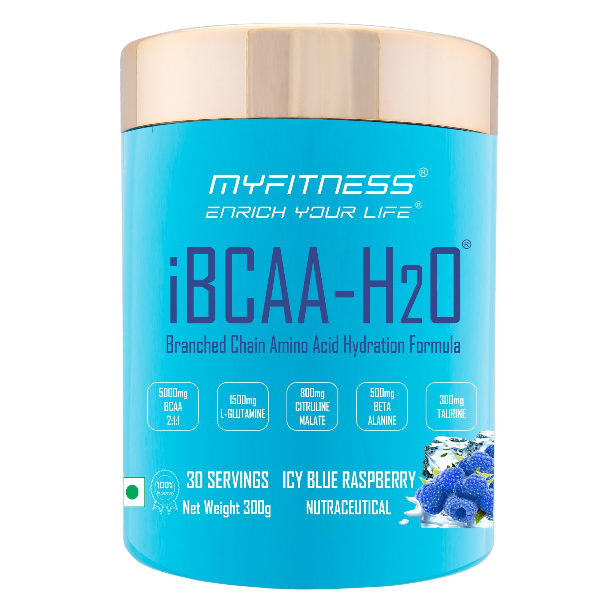 Myfitness BCAA Powder 5000mg | iBCAA H2O | 30 Servings | BCAA Supplement for Men & Women | Pre Workout & Intra Workout Supplement + Amino Acids | 300g (Icy Blue Raspberry)-image-19
