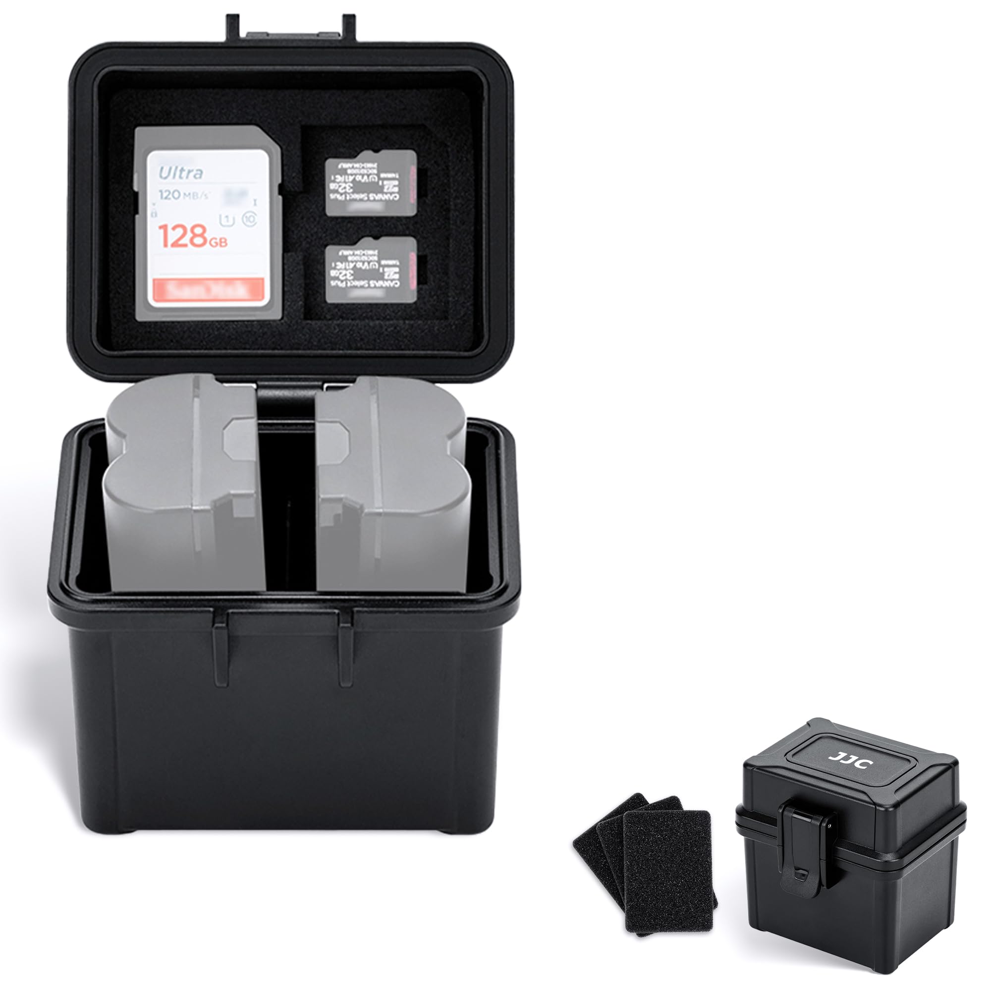 JJC Portable Camera Battery Organizer for 2 x Canon LP-E17 LP-E12 Nikon EN-EL25 EN-EL14A Sony NP-FZ100 FW50 Fuji NP-W235 NP-W126 Battery & SD Card