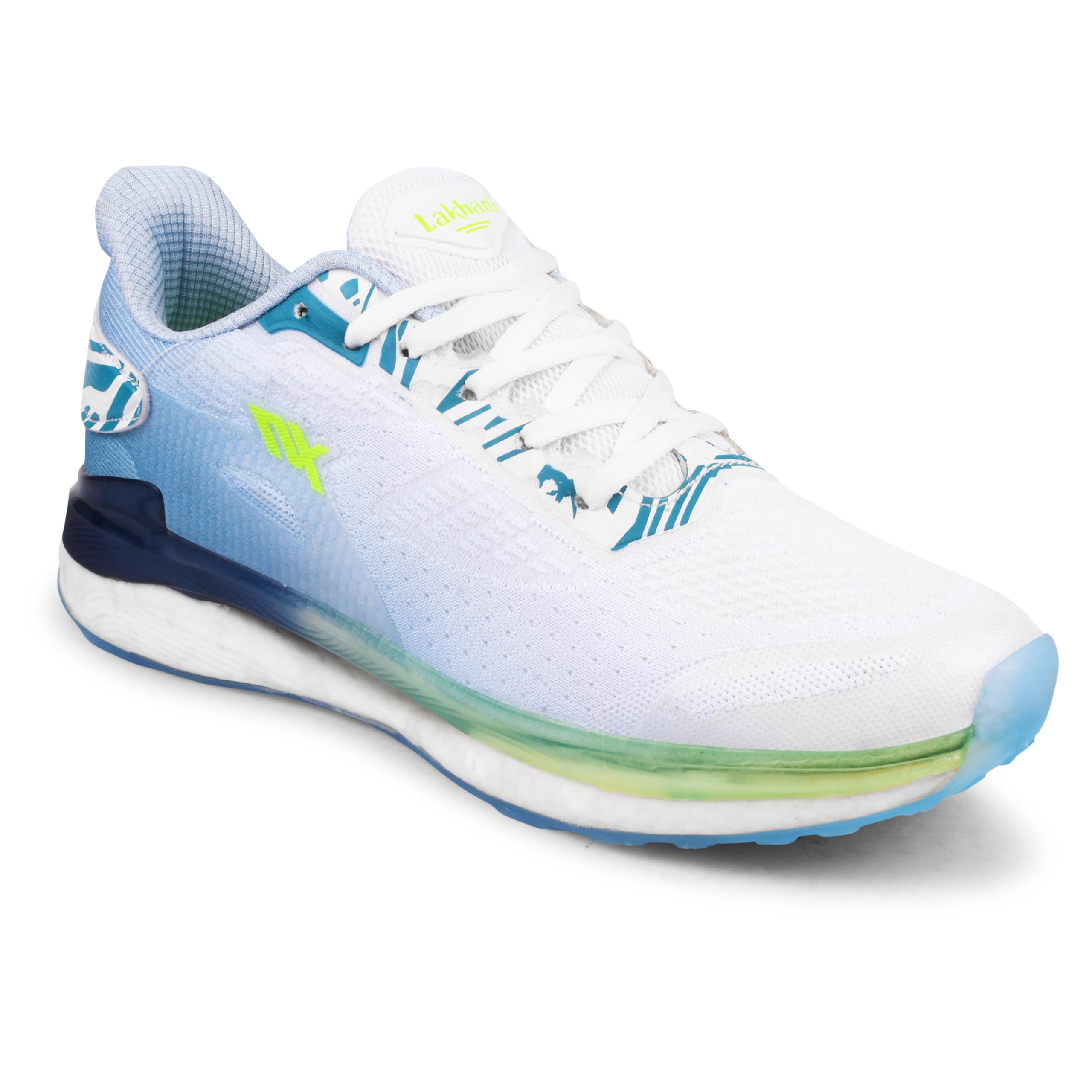 Lakhani aashirwad Plush Running, Walking, Jogging, and Workout Sports Shoes for Men | Comfortable Shoes with Memory Foam Insole, Knitted Upper, Lace-Up Closure, and Anti-Slip Outsole (White/Sky/P.Grn, UK Footwear Size System, Adult, Men, Numeric, Nar (B0DBHF9HY1) Amazon Price History, Amazon Price Tracker