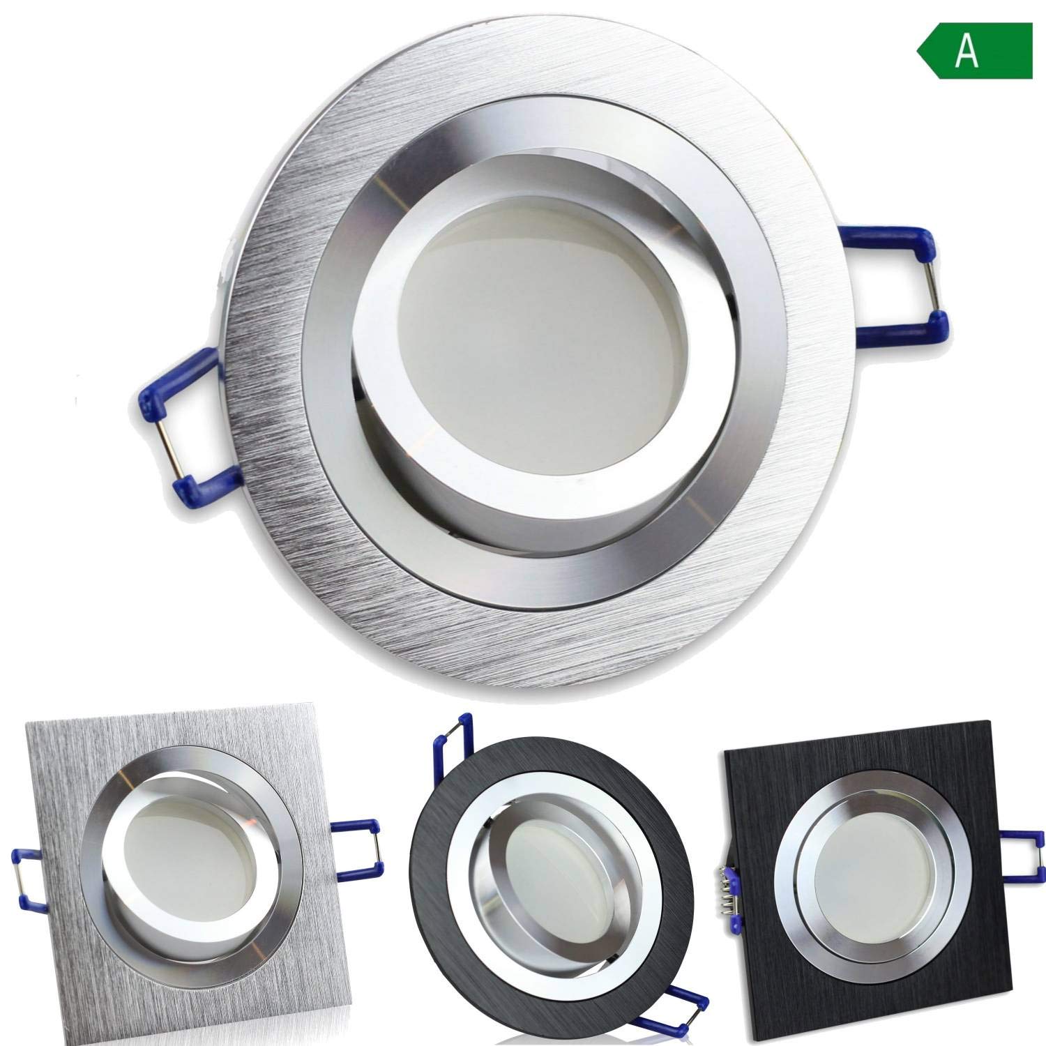 Light Design Dreesbach - Lote de 6 focos led empotrables (230 V, regulables y súper planos, orientables, agujero de 80 mm, aluminio)