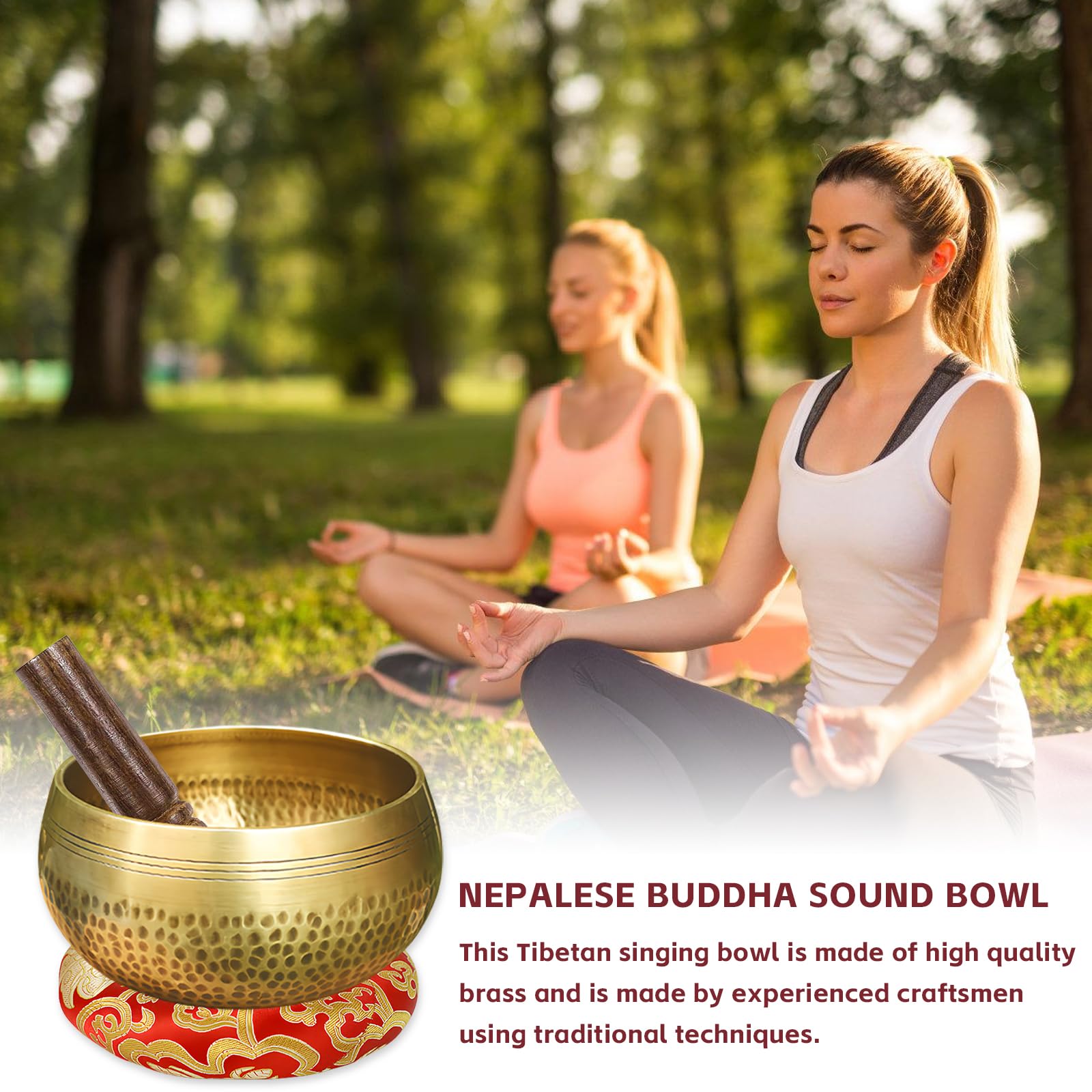Campana Tibetana 8cm MEYAGOT Con Battente - In Ottone Per Meditazione, Yoga E Decorazione