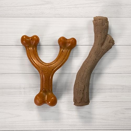 Miniatura 8 de Nylabone Paquete de juguetes masticables fuertes para masticar para perros, estilo gourmet, tocino y mantequilla de maní, grandegigante (2 unidades)