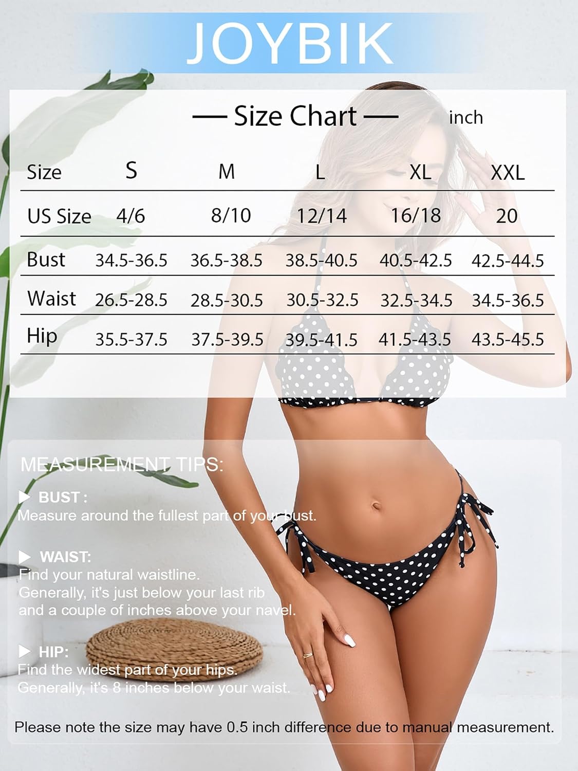 JOYBIK Women's Two Piece Sexy Bikini Swimsuit Triangle Halter Top with Tie Side Bottom String Bikini Sets