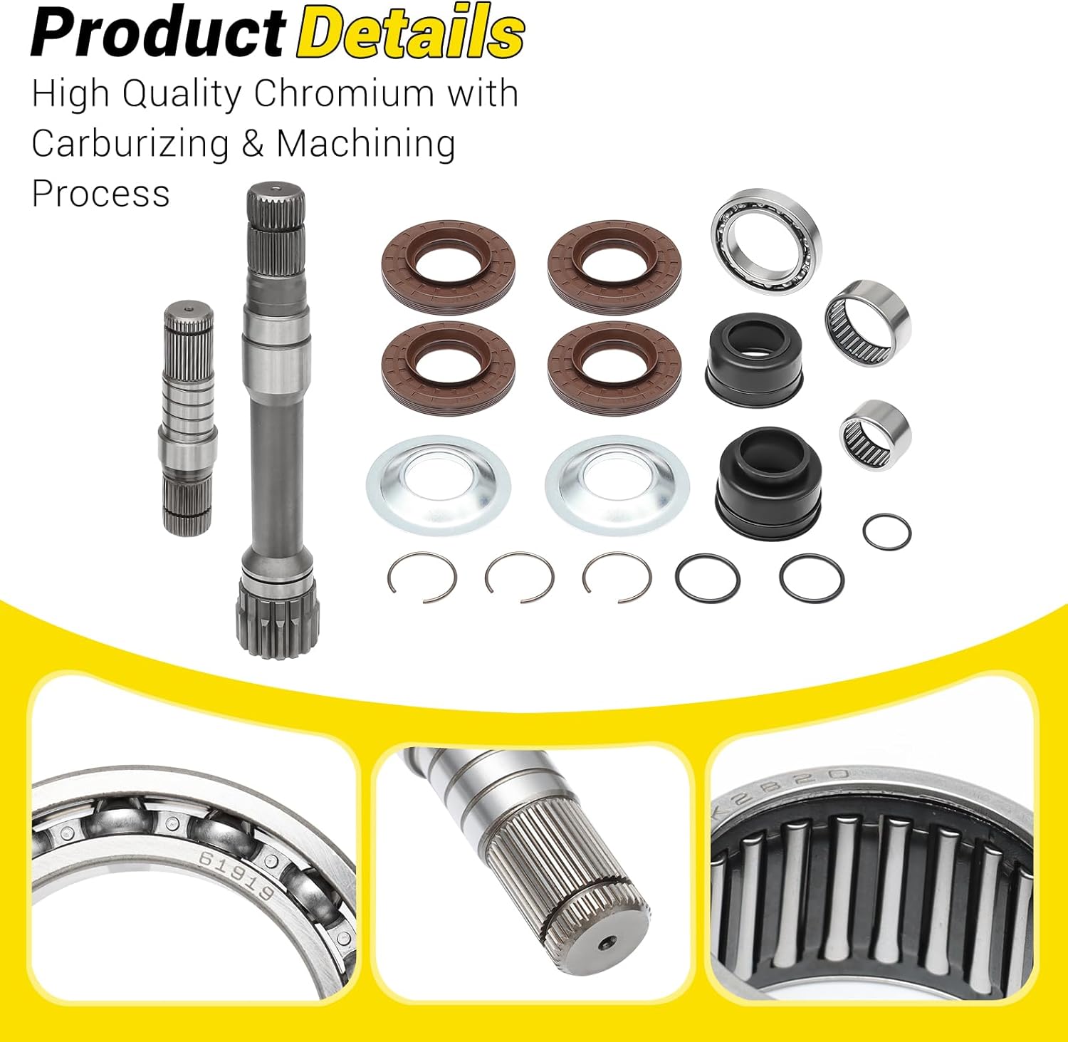 Right Front Differential Axle Intermediate Shaft Kit, CV Inner Axle Shaft Rebuild Kit fit for 2012-2021 Dodge Ram1500, Part# 68146594AB 68257421AF 4WD AWD Right Stub Shaft Set, Pack of 19