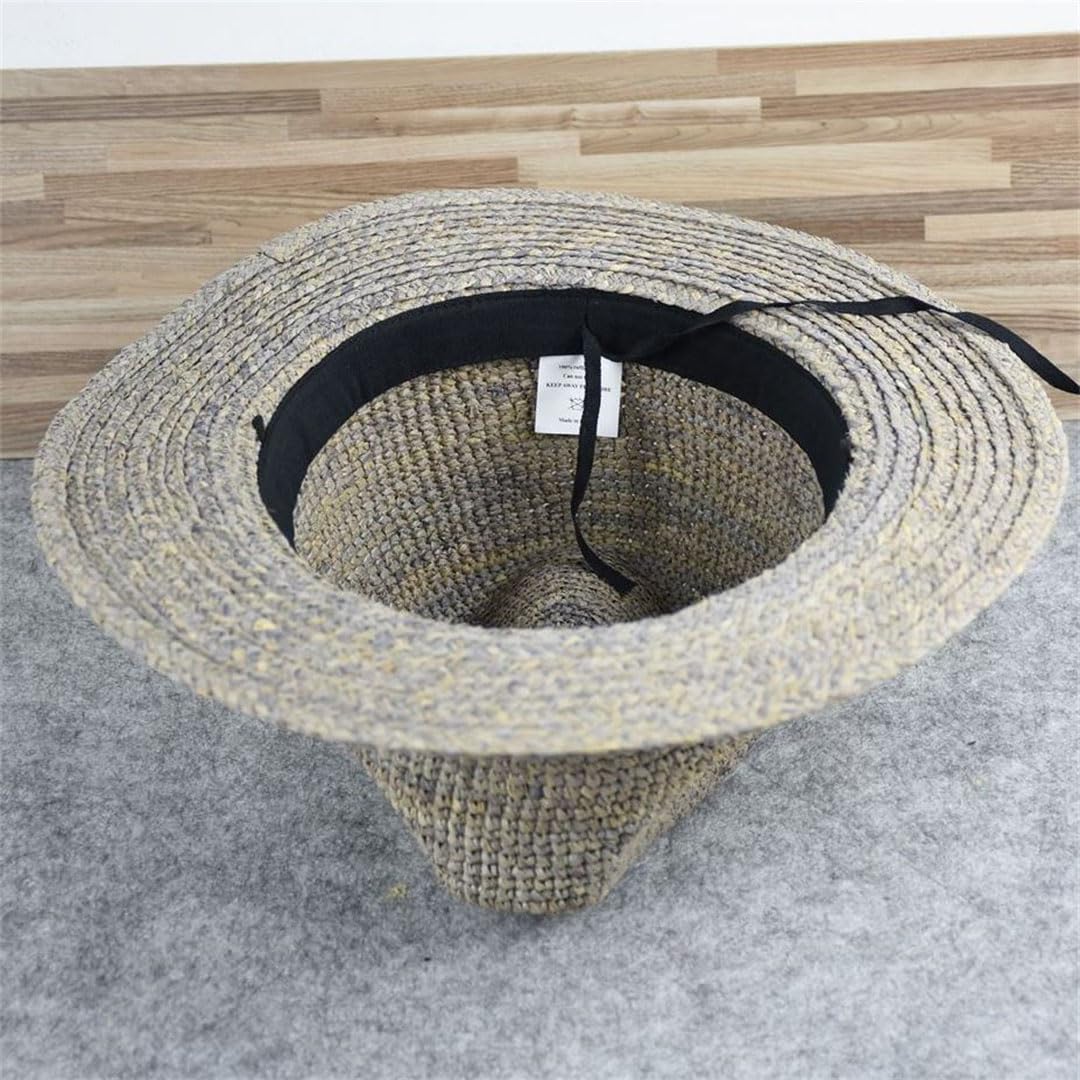 Cappelli da uomo in rafia di paglia di protezione solare cappelli da sole per vacanze all'aperto cappello da spiaggia, Caff, 57