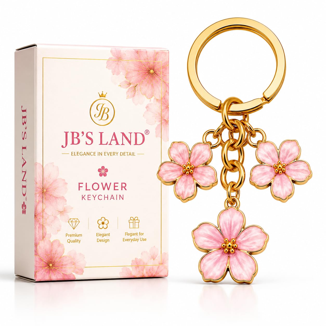 Floral Charm Keychain Vintage Flower Metal Key Ring for Women-image-35