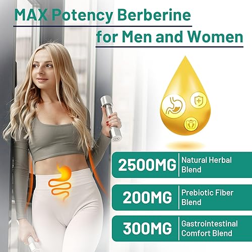 Miniatura 5 de Suplemento de berberina HCL con canela de Ceilán, gotas líquidas de berberina liposomal altamente absorbible, 3000 mg, ingredientes naturales 12 en